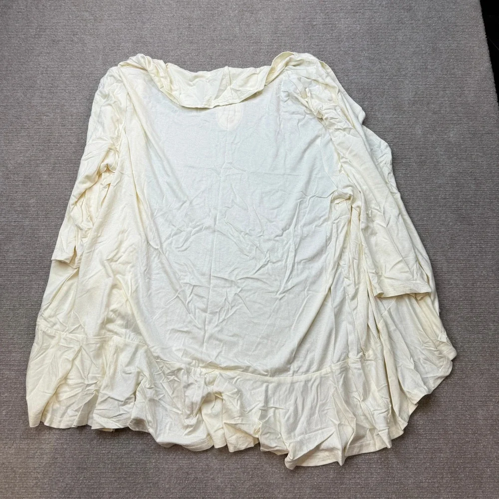 NWT Aoulaydo Women's XL Beige Plus Size Draped Ruffles 3/4 Sleeve Cardigan Open